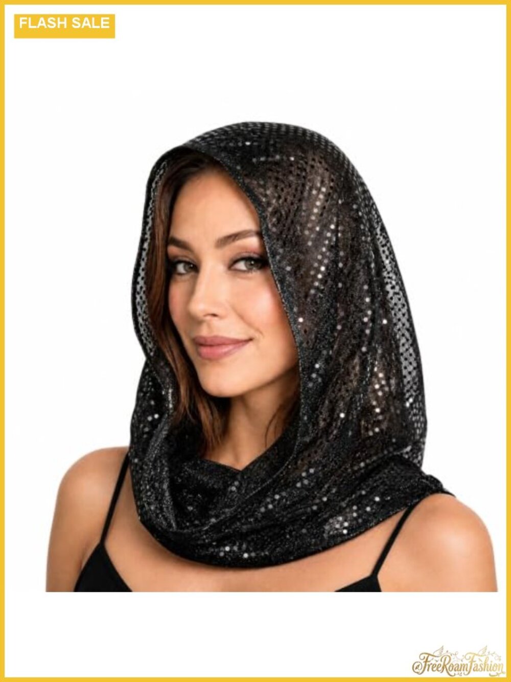 Sequin Rave Hood Unisex Head Scarf 100% Polyester Sparkly Pull-On Headwrap